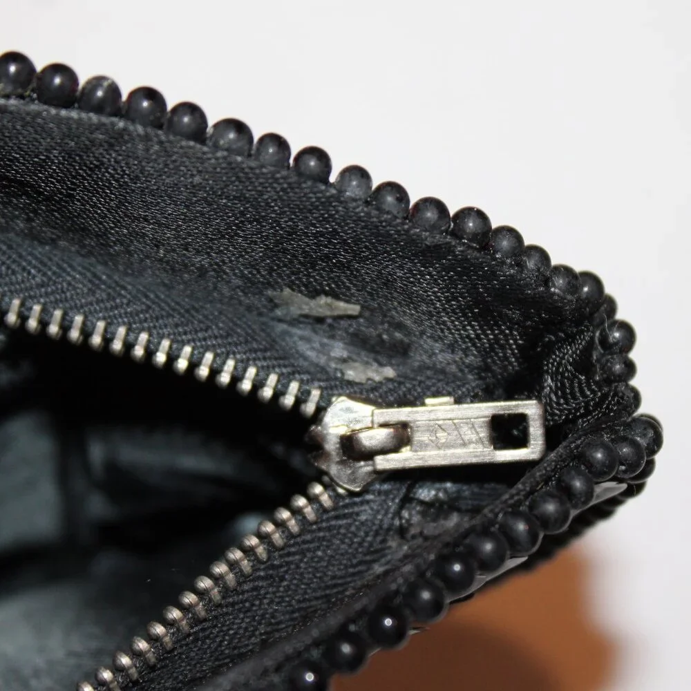 vintage‎ Silvercraft black beaded & sequin evening bag purse clutch zipper Japan
